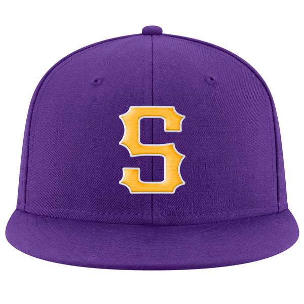 Custom Purple Adjustable Snapback Hat Black-White Stitched - FansIdea