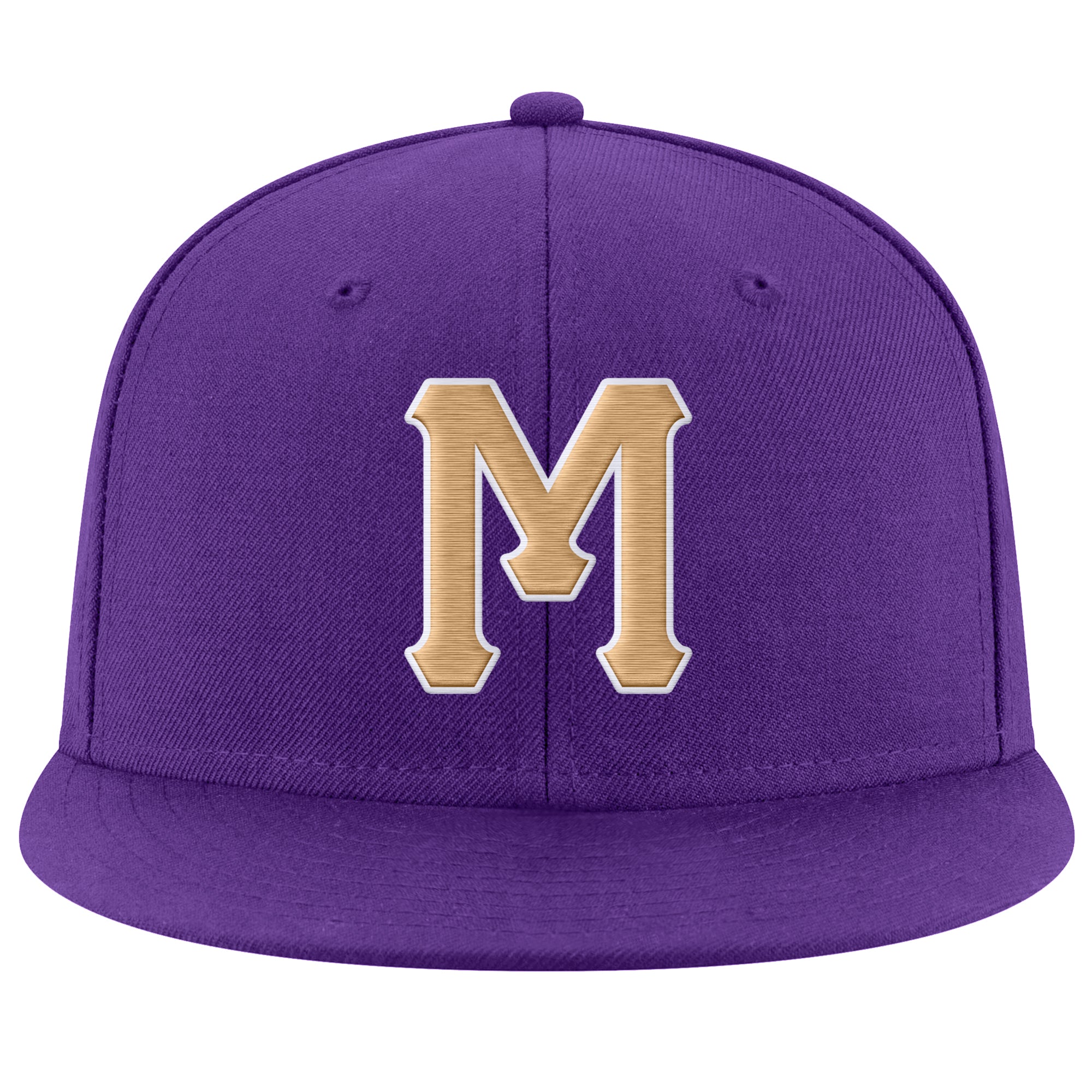 Custom Purple Old Gold-White Stitched Adjustable Snapback Hat