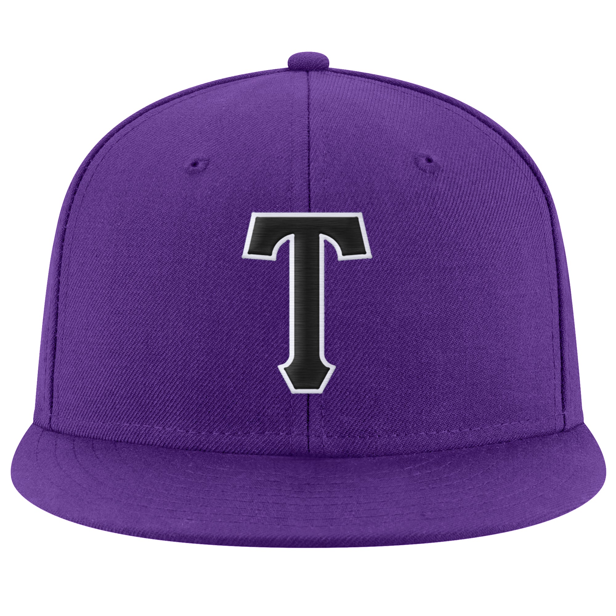 Custom Purple Black-White Stitched Adjustable Snapback Hat