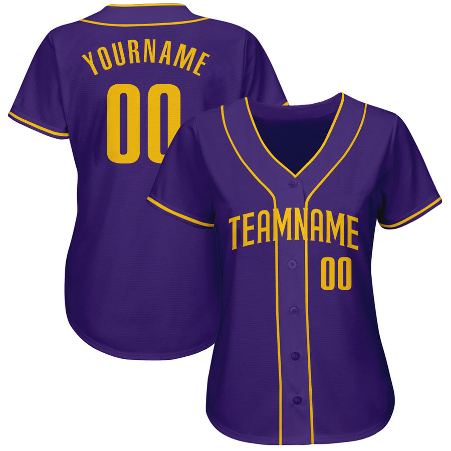 Custom Purple Gold Authentic Baseball Jersey