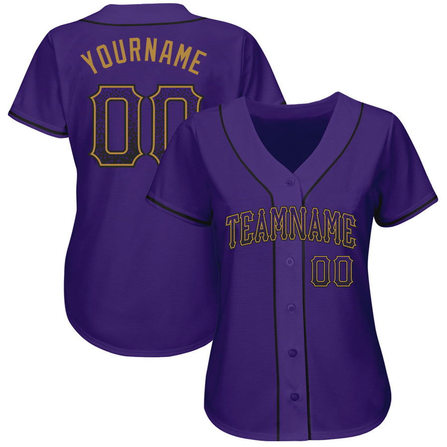 Custom Purple Purple-Old Gold Authentic Drift Fashion Baseball Jersey