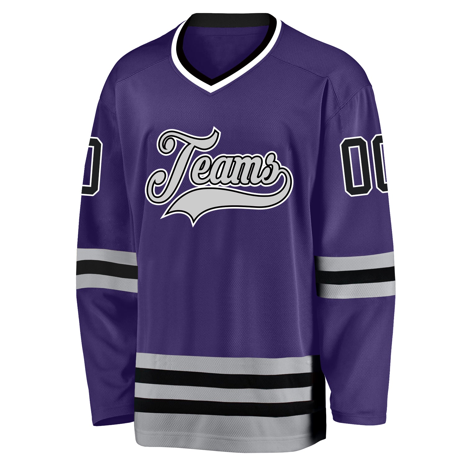 Custom Purple Black-Gray Hockey Jersey