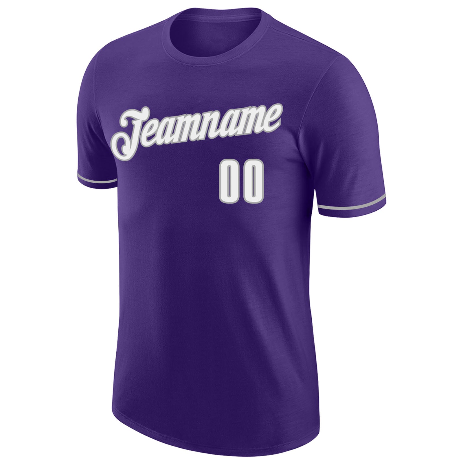 Custom Purple White-Gray Performance T-Shirt