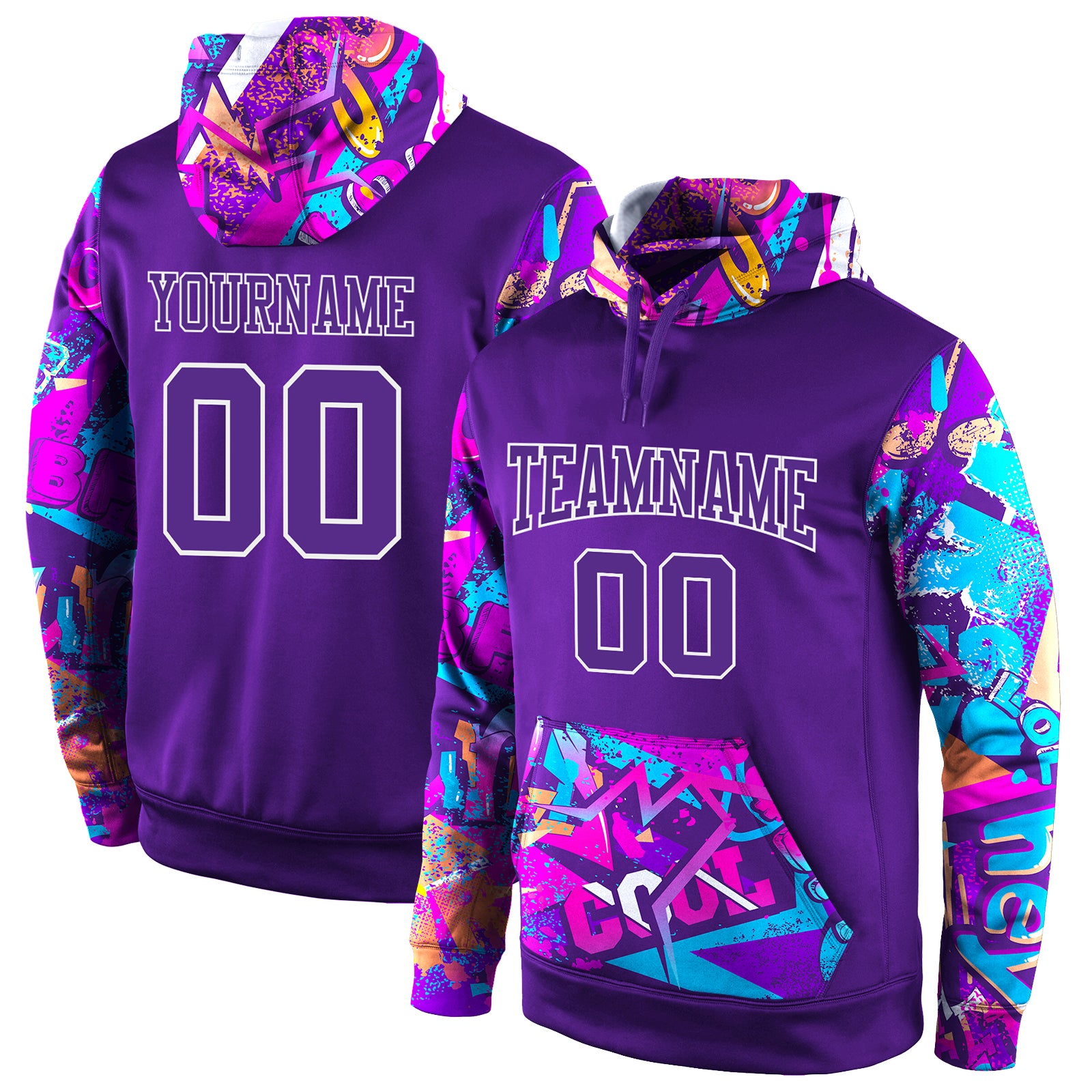 Custom 3D Pattern Sweatshirt Hoodie Purple Purple-White Design Sports  Pullover - FansIdea