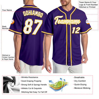 Custom Pinstripe Baseball Jersey Gray Purple Purple-Gold Authentic -  FansIdea