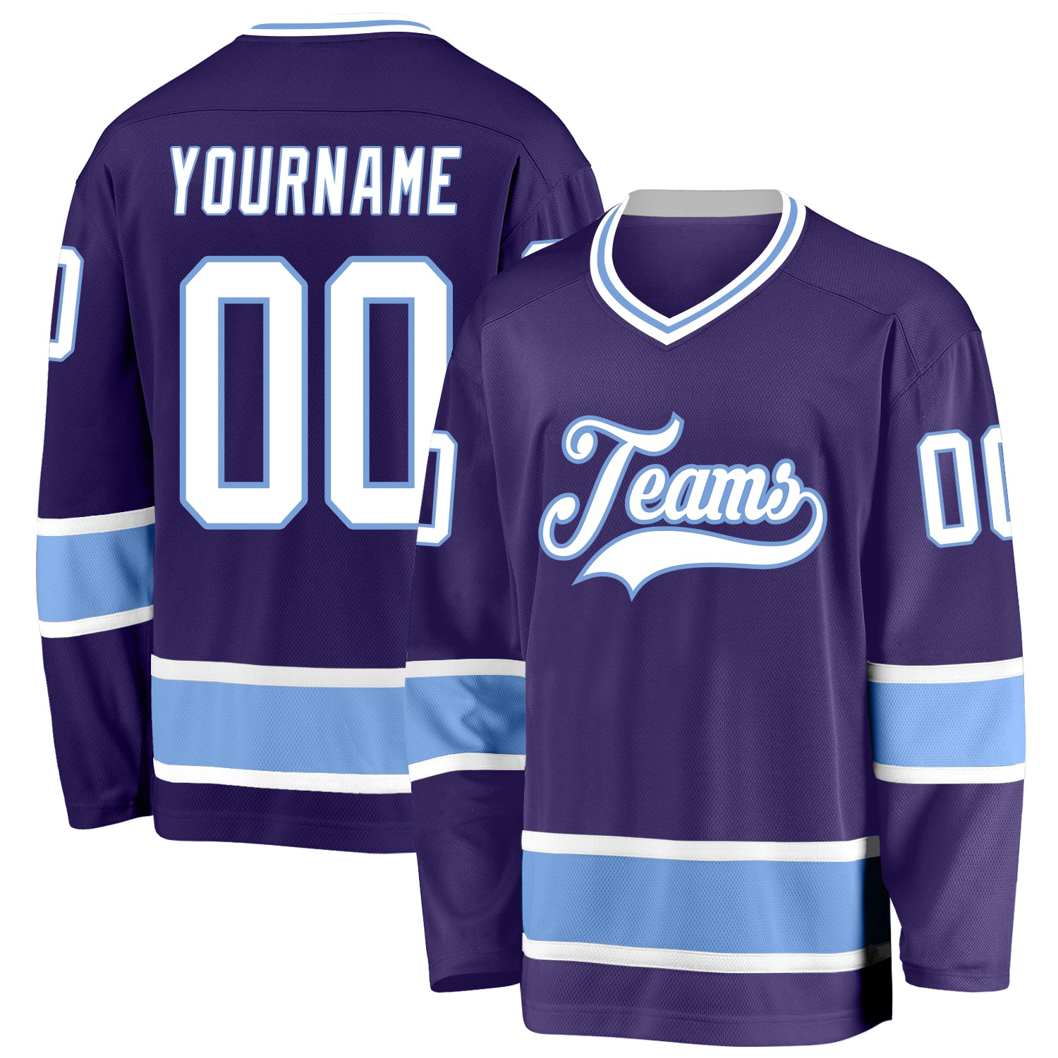 Custom Hockey Jersey Purple White-Light Blue