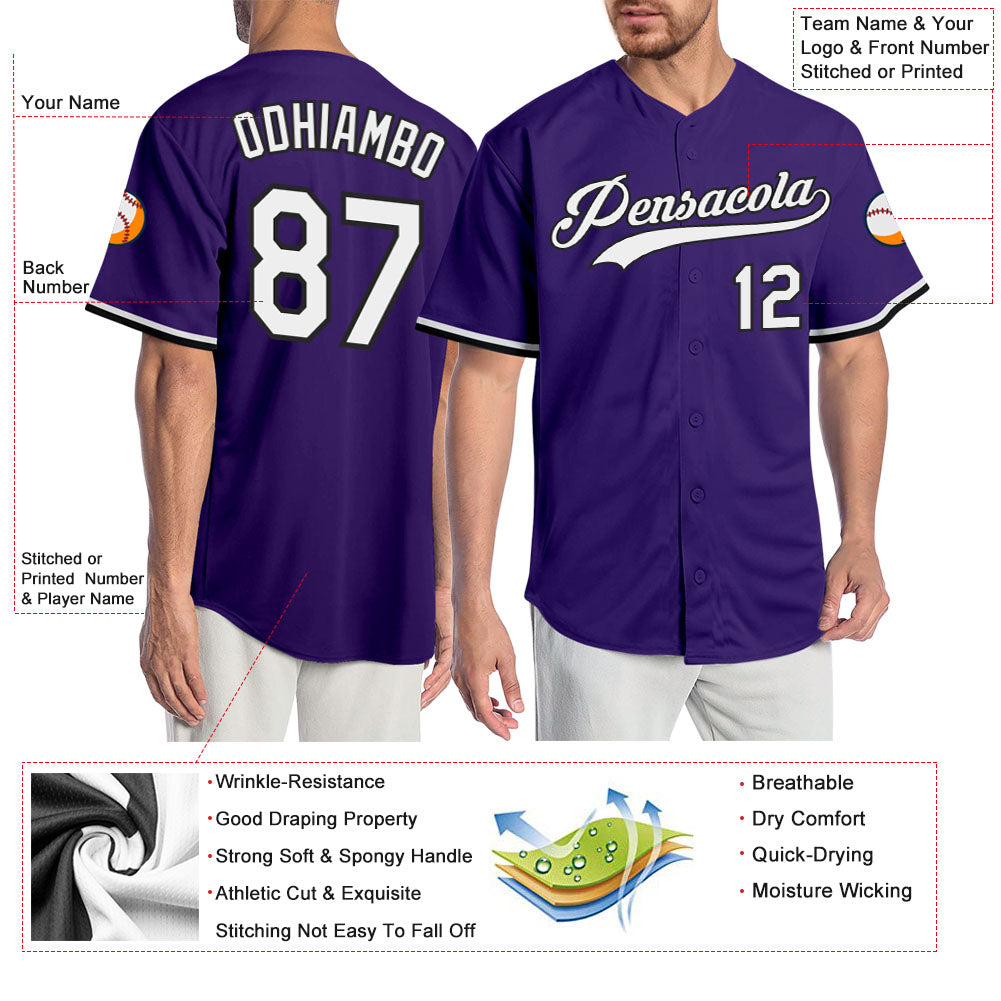 Custom Purple Black-Gold Authentic Split Fashion Baseball Jersey