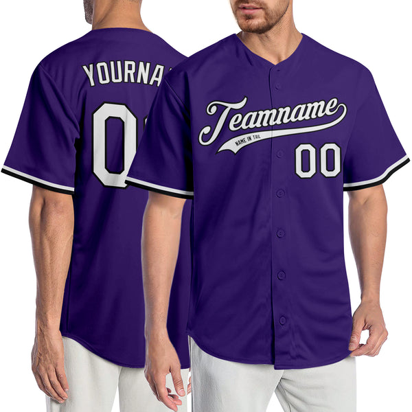 Custom Purple White-Gold Authentic Baseball Jersey – FanCustom