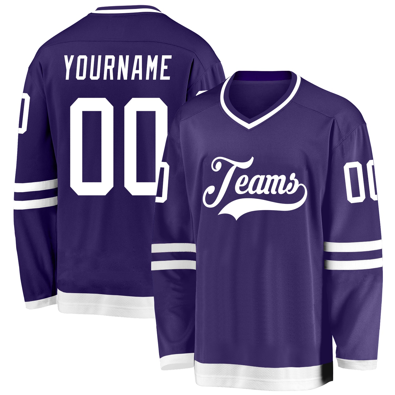 Custom Gold Hockey Jersey White-Purple - FansIdea