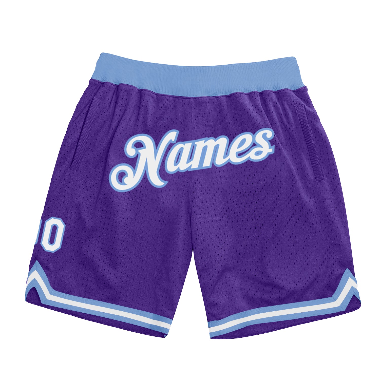 Custom Purple Basketball Shorts White-Light Blue Authentic Throwback ...