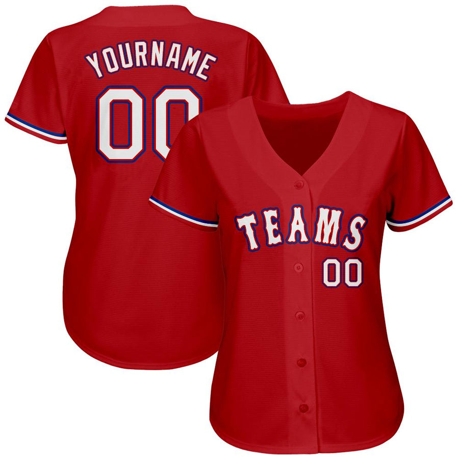 Custom Red White-Royal Authentic Baseball Jersey