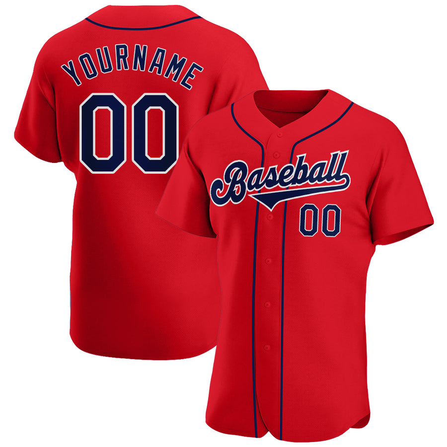 Custom Navy Red-White Authentic Baseball Jersey Discount