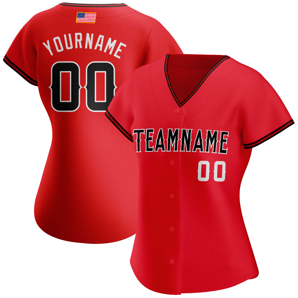 Cheap Custom White Red-Black Authentic Two Tone Baseball Jersey