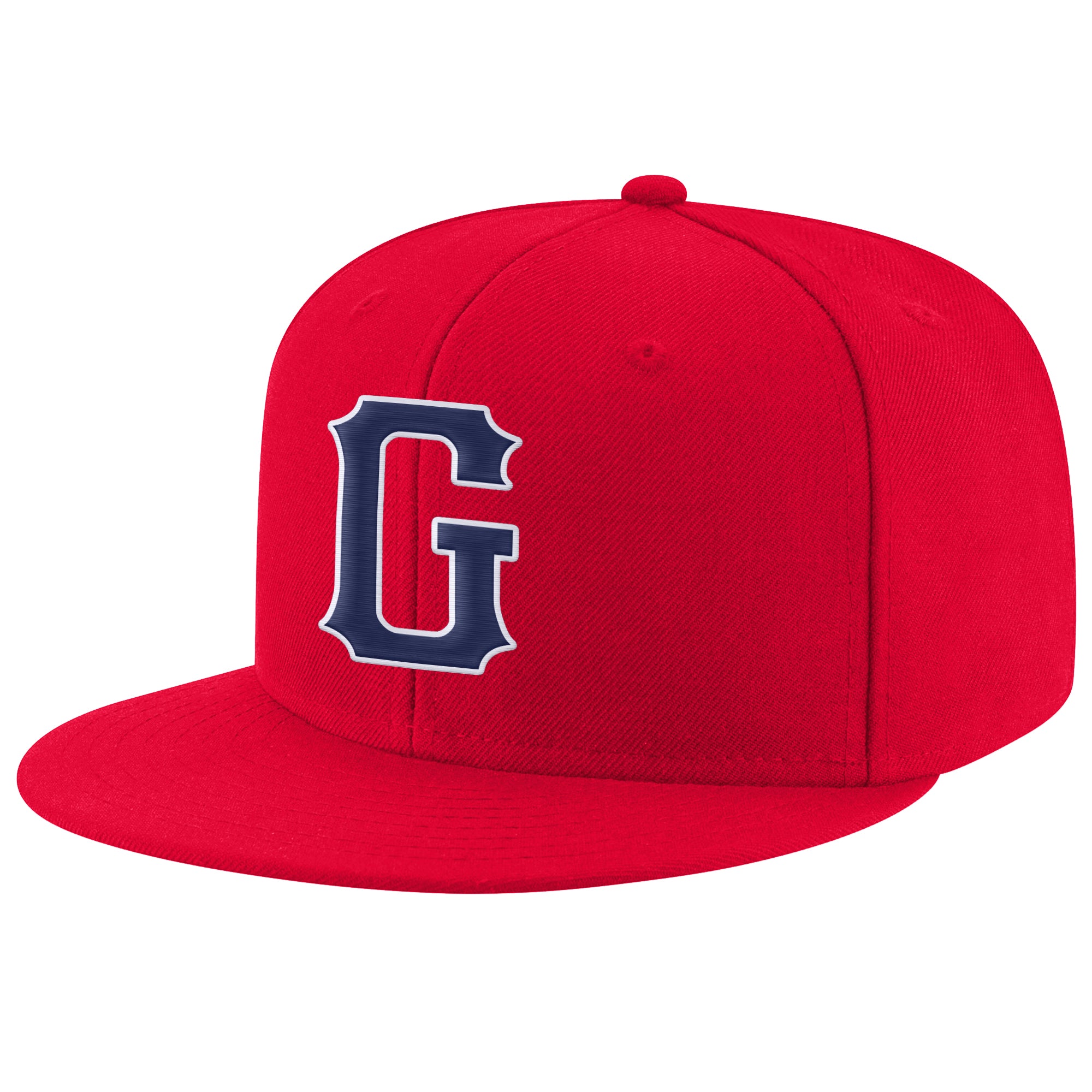 Custom Red Navy-White Stitched Adjustable Snapback Hat