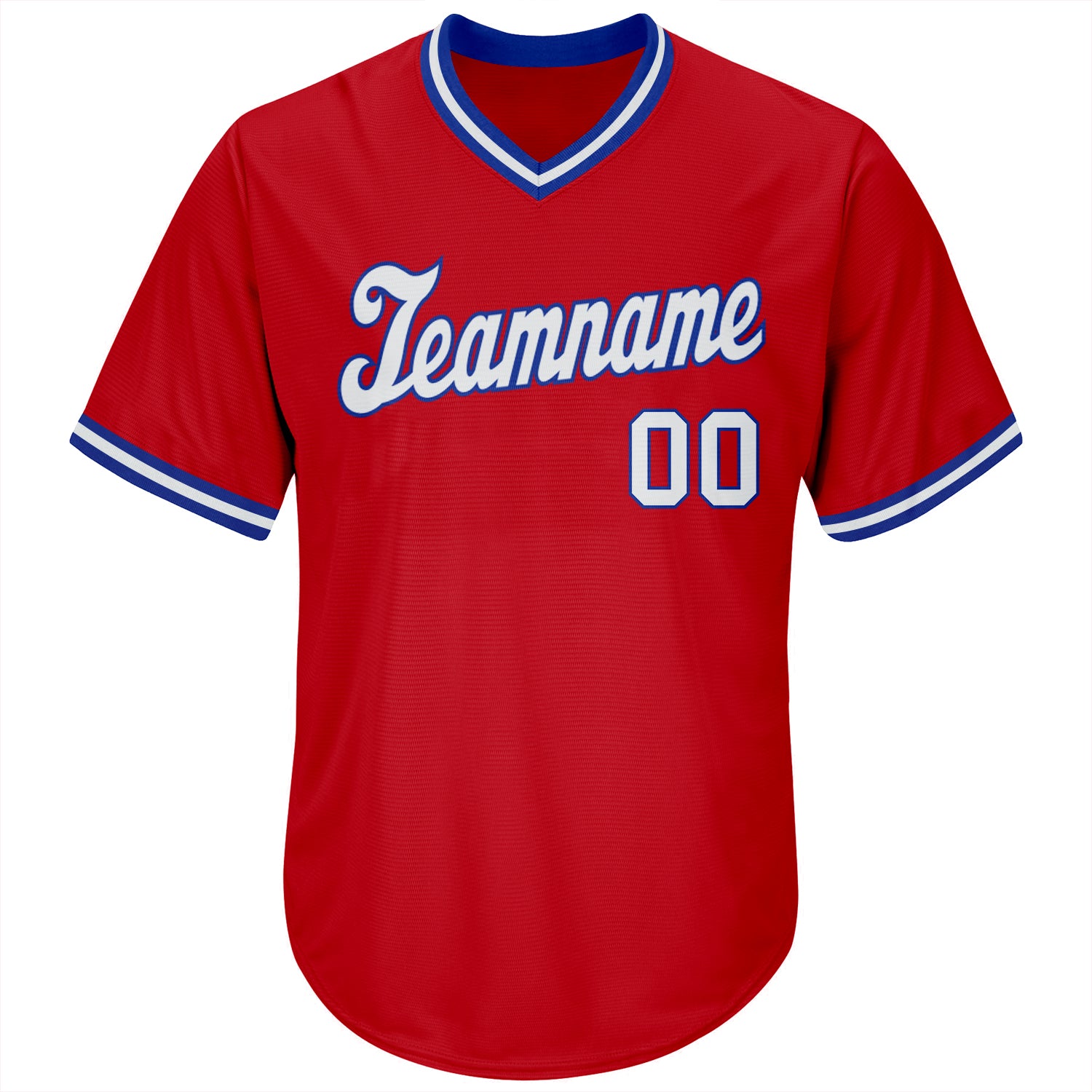 Custom Red White-Royal Authentic Throwback Rib-Knit Baseball Jersey Shirt