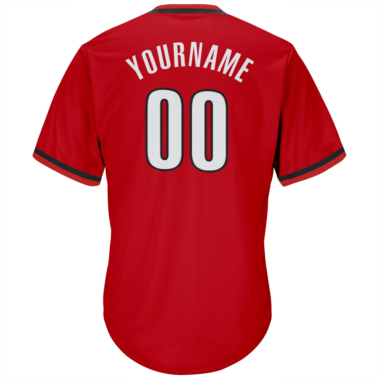 Custom Red White-Black Authentic Throwback Rib-Knit Baseball Jersey Shirt