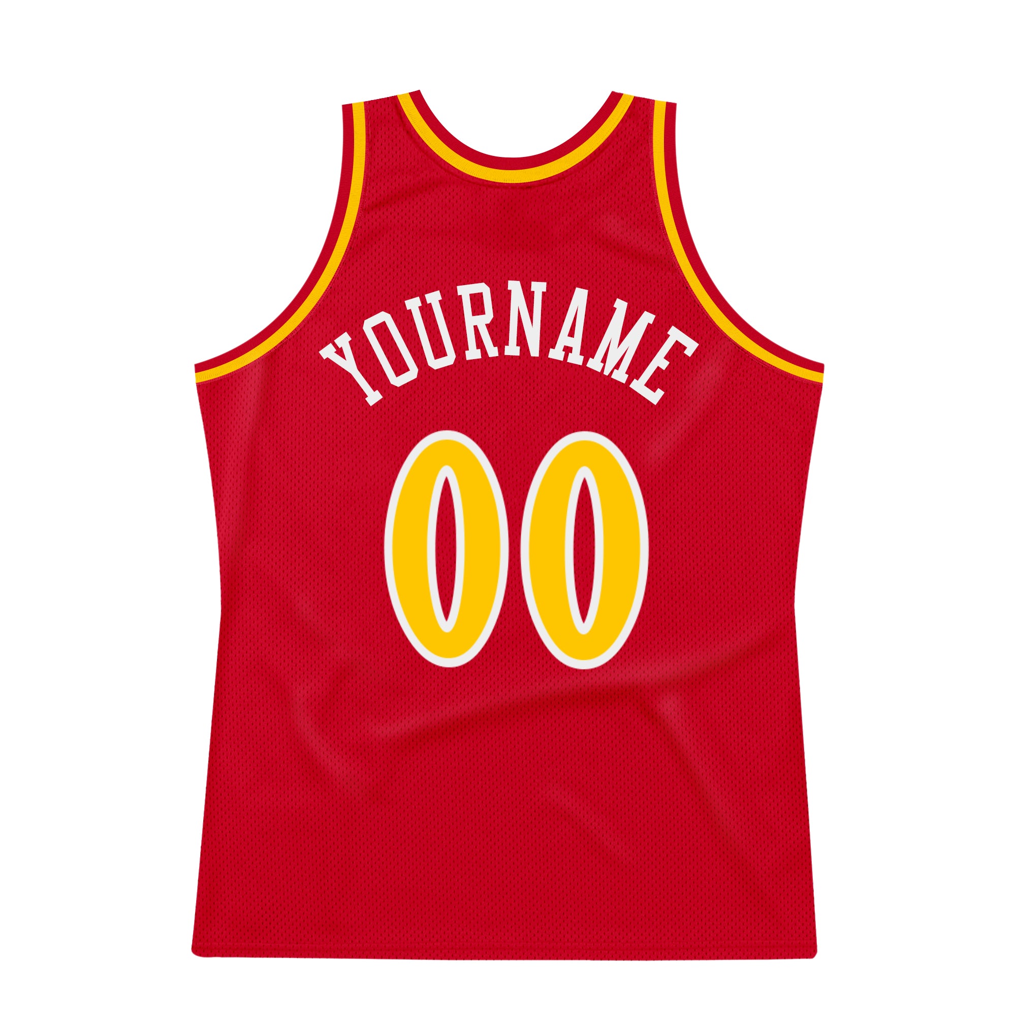 Custom Red Gold-White Authentic Throwback Basketball Jersey