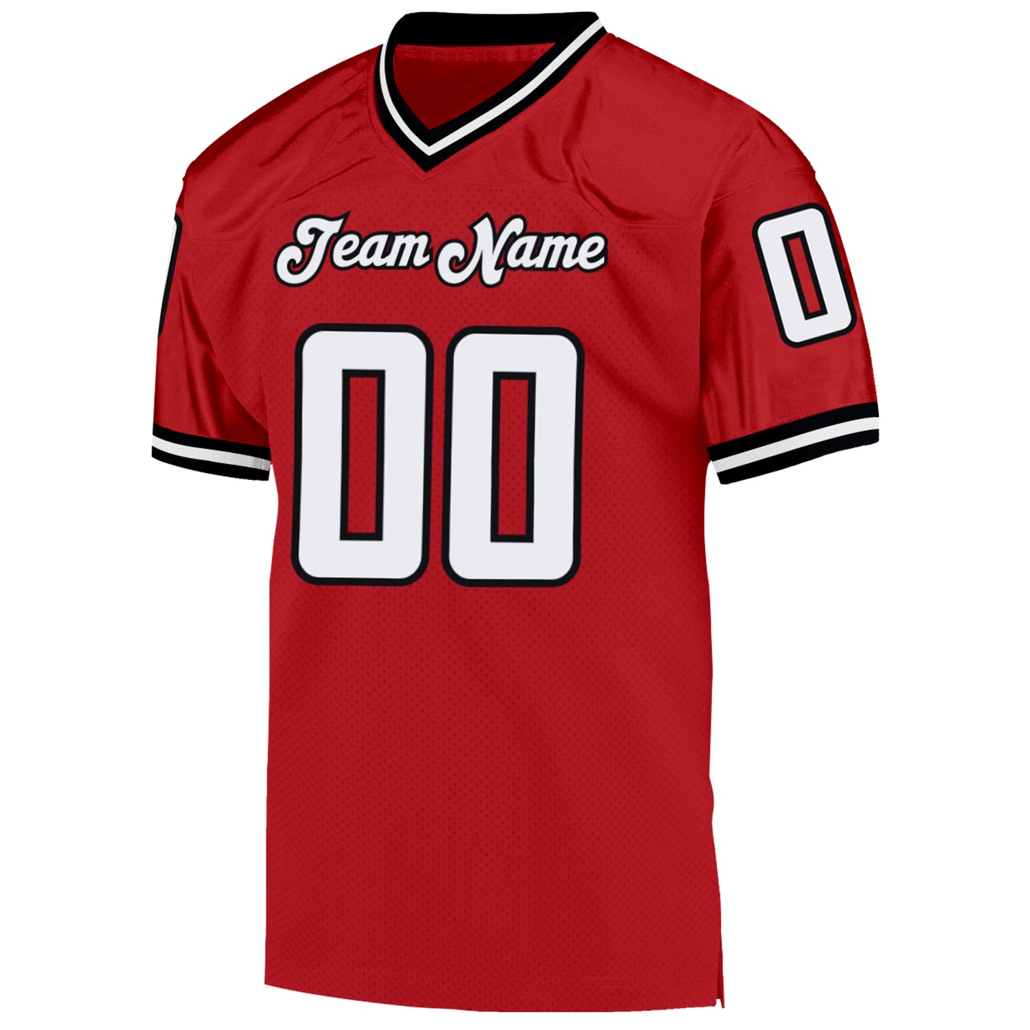 Custom Black White-Red Mesh Authentic Football Jersey