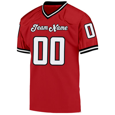 Custom Red White-Black Authentic Throwback Football Jersey Women's Size:XL