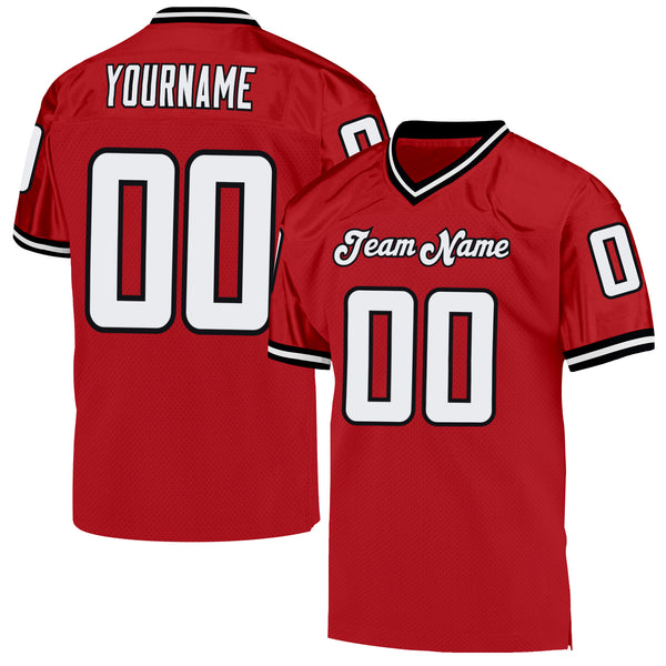 Custom Black Red-White Authentic Football Jersey Youth Size:S