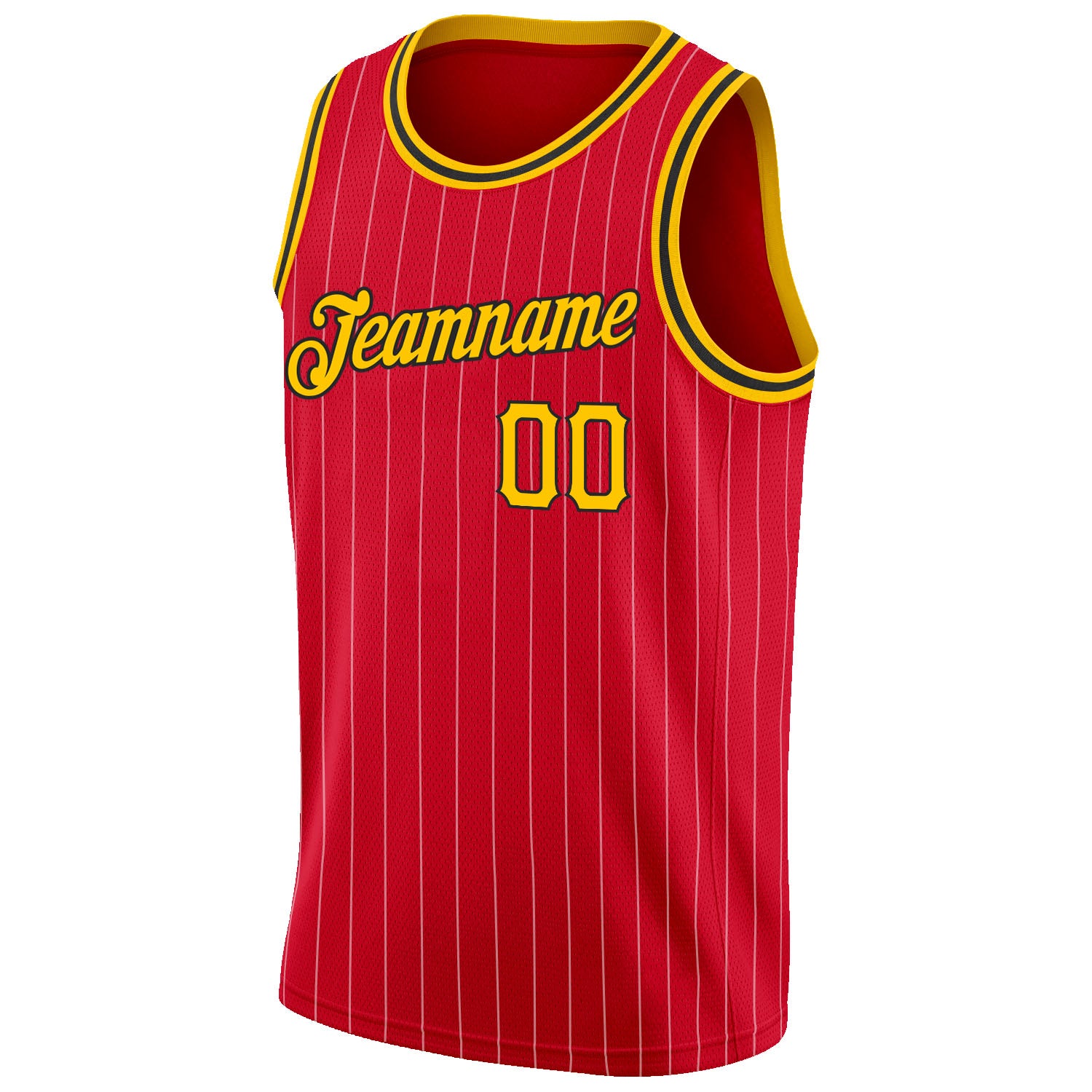 Custom Red Gold Pinstripe Gold-Black Authentic Throwback Basketball Jersey  Discount