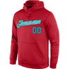 Custom Stitched Red Teal-Black Sports Pullover Sweatshirt Hoodie