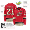 Custom Red Cream-Black Hockey Jersey