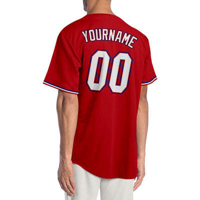 Custom Red White-Royal Authentic Baseball Jersey