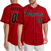 Custom Red Black Pinstripe Black-White Authentic Baseball Jersey