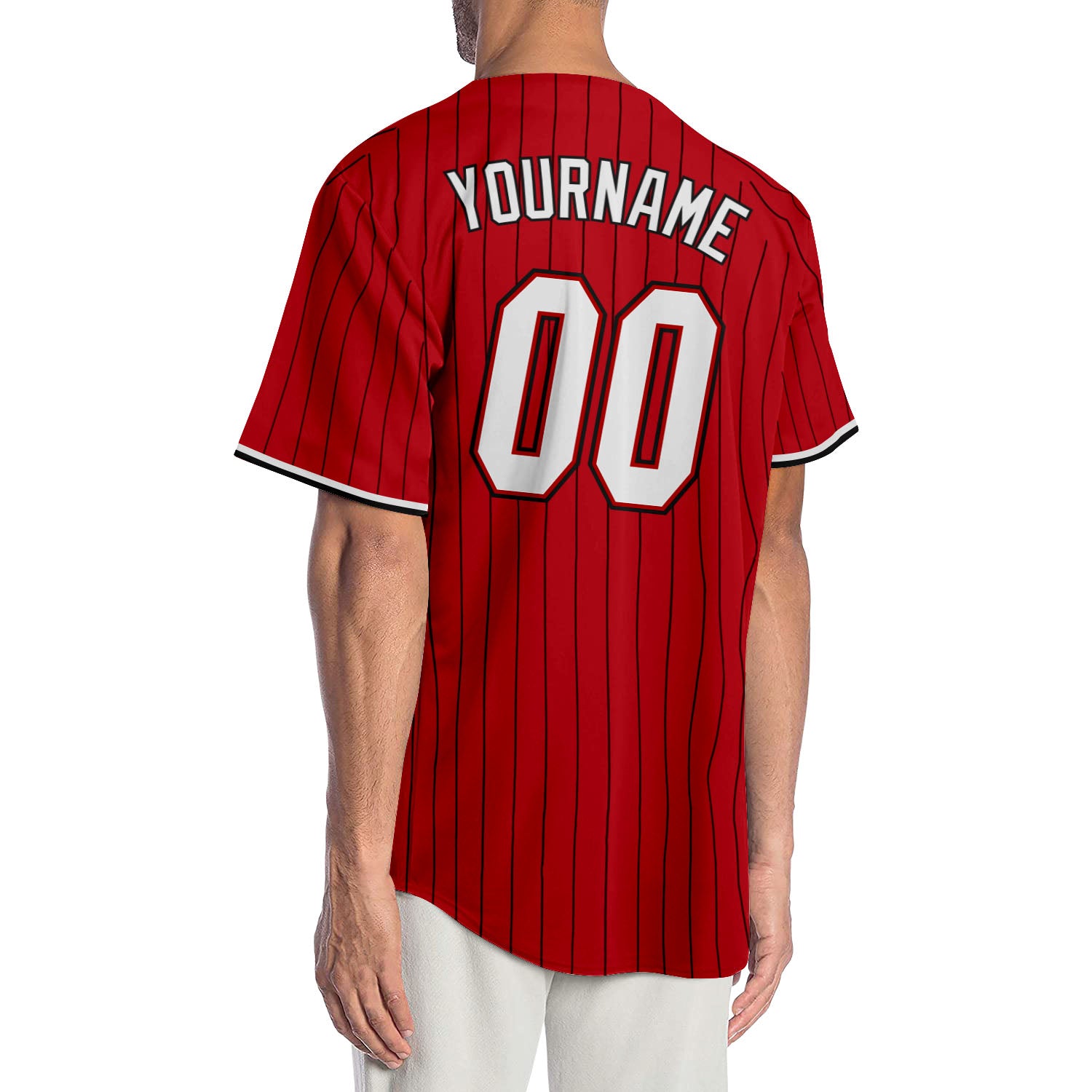 Custom Red Baseball Jersey White-Black - FansIdea