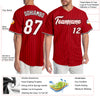 Custom Red Black Pinstripe White-Black Authentic Baseball Jersey