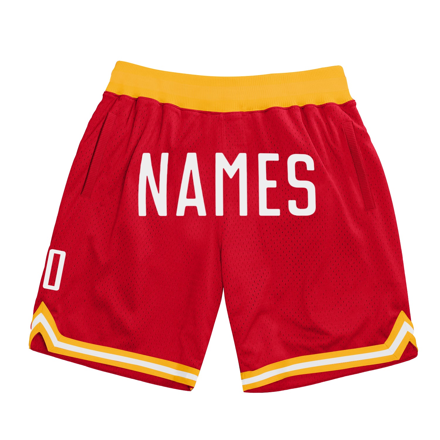 Custom Red White Authentic Throwback Basketball Shorts