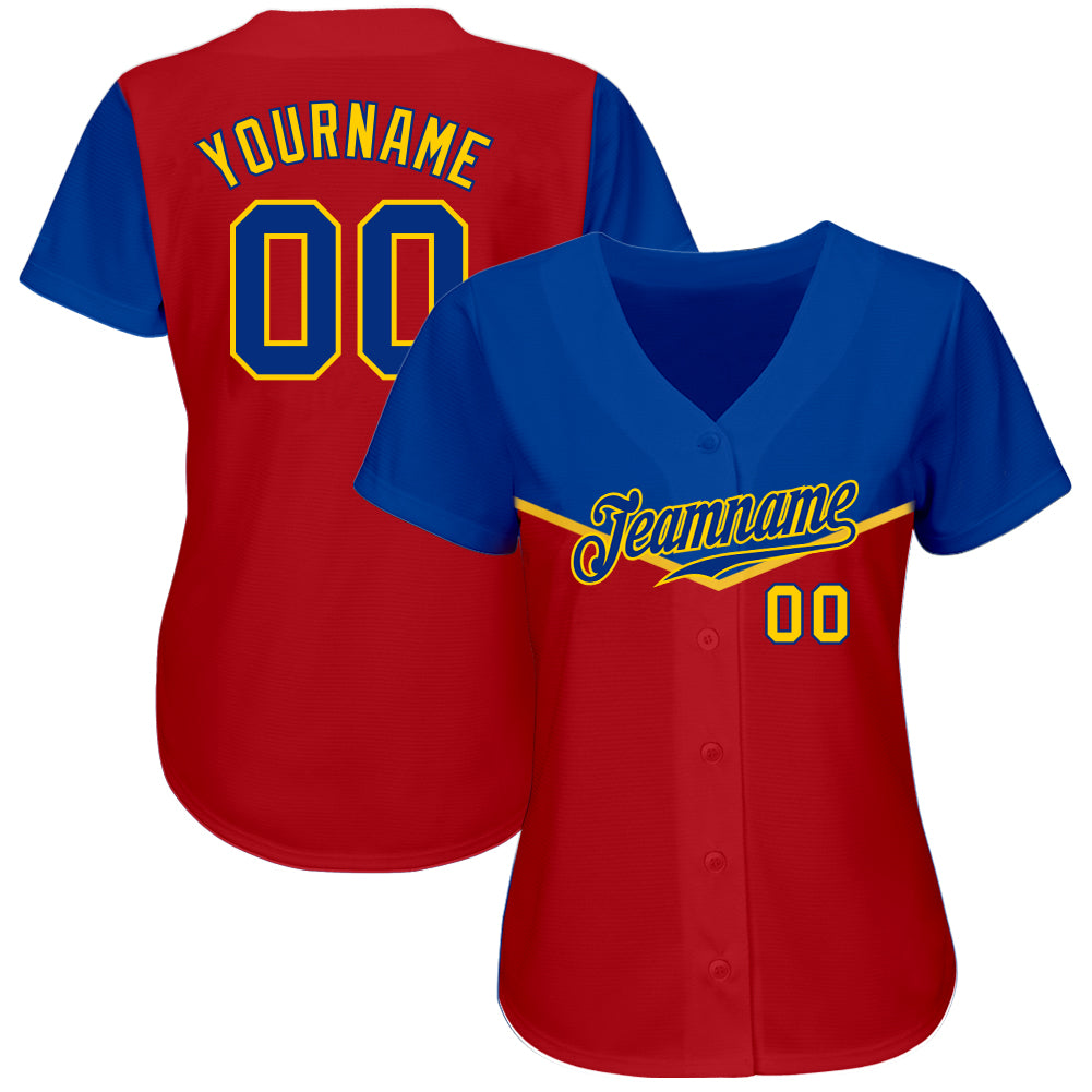 Cheap Custom Light Blue Red-Royal Authentic Raglan Sleeves