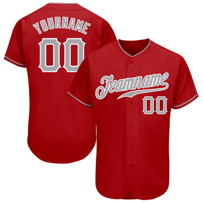 Custom Red Gray-White Authentic Baseball Jersey