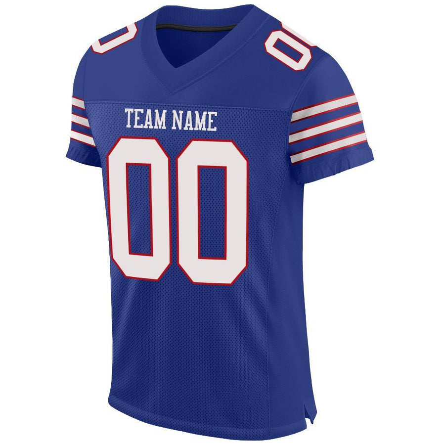 Custom Royal White-Red Mesh Authentic Football Jersey