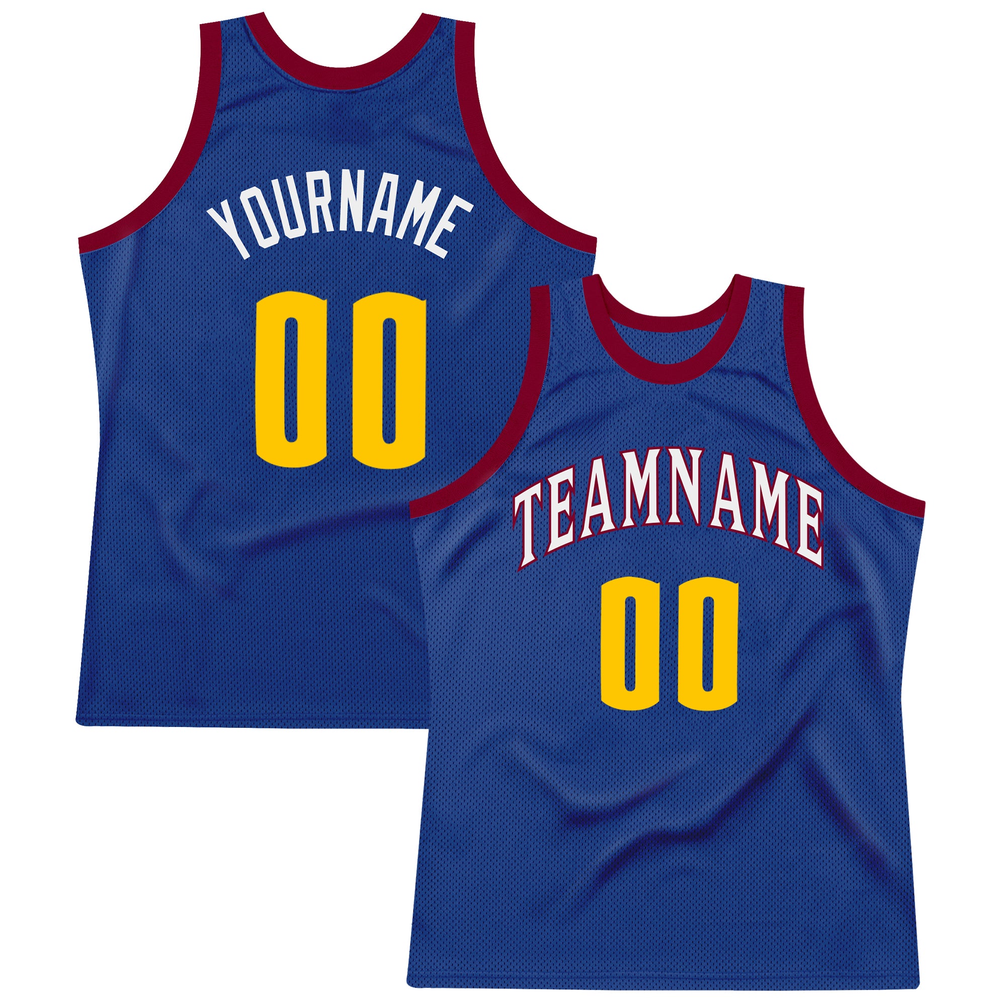 Custom Royal Gold-Maroon Authentic Throwback Basketball Jersey