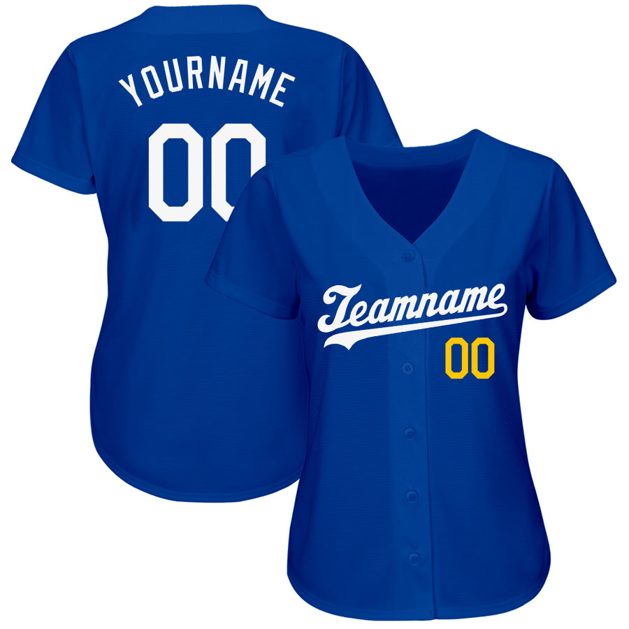 Custom Royal White-Gold Authentic Baseball Jersey