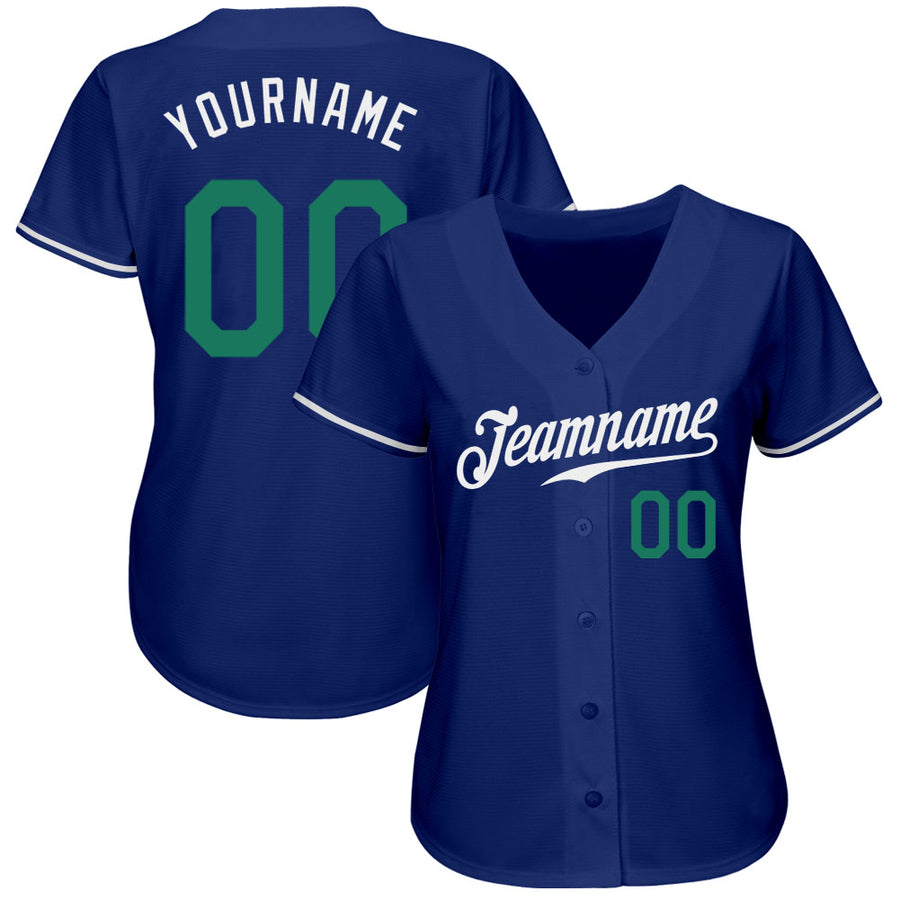 Custom Royal Kelly Green-White Authentic Baseball Jersey