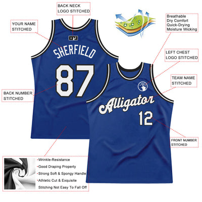 Custom Royal White-Black Authentic Throwback Basketball Jersey