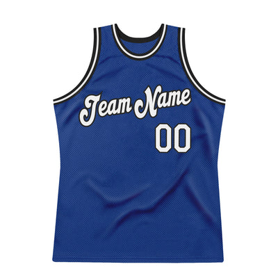 Custom Royal White-Black Authentic Throwback Basketball Jersey