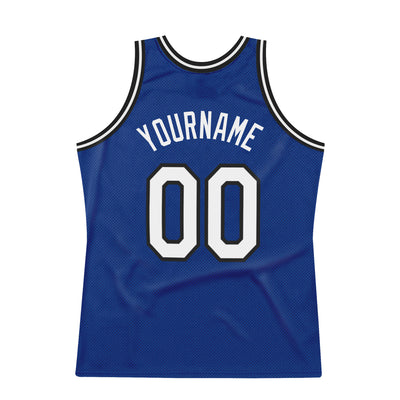 Custom Royal White-Black Authentic Throwback Basketball Jersey