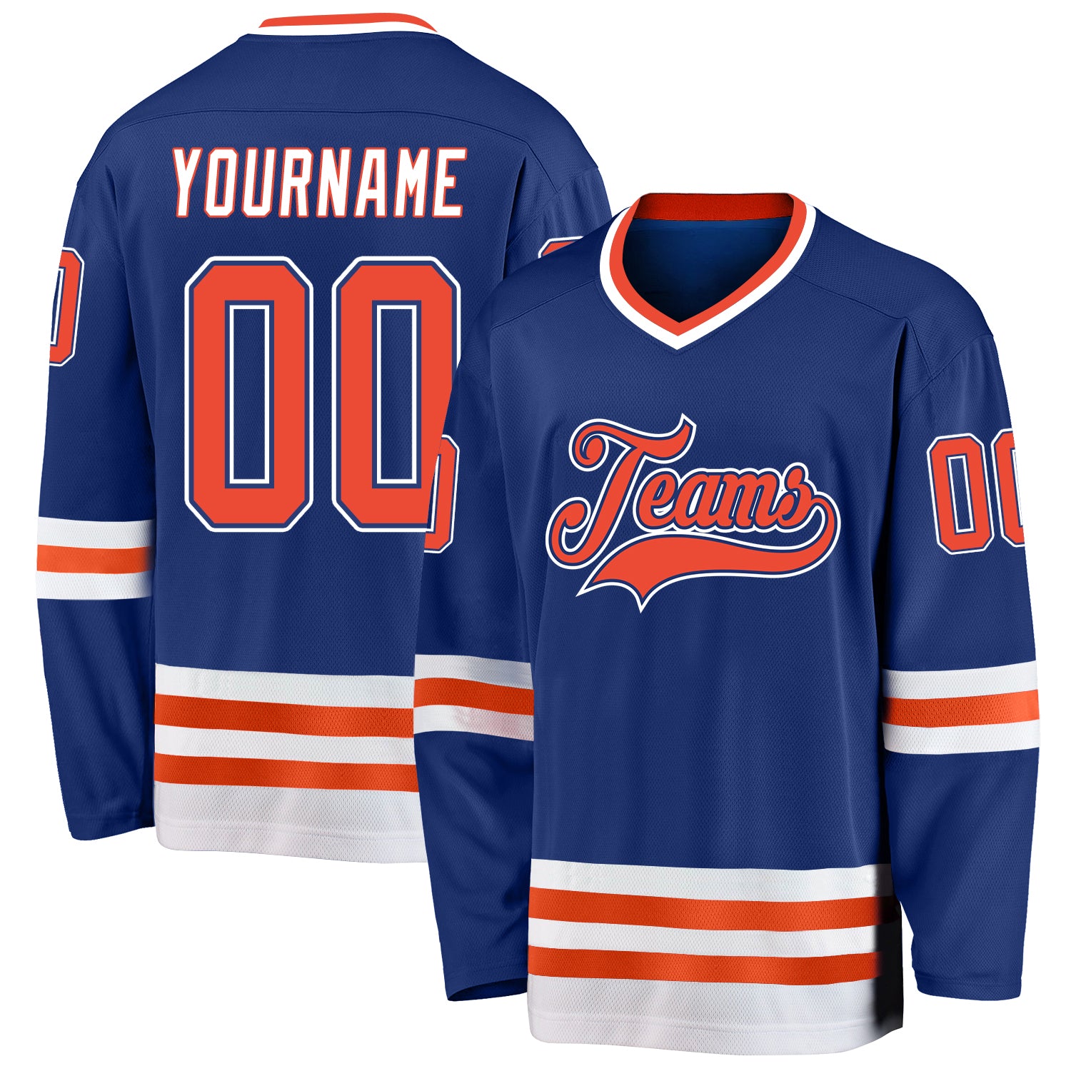 Custom Royal Orange-White Hockey Jersey Women's Size:XL