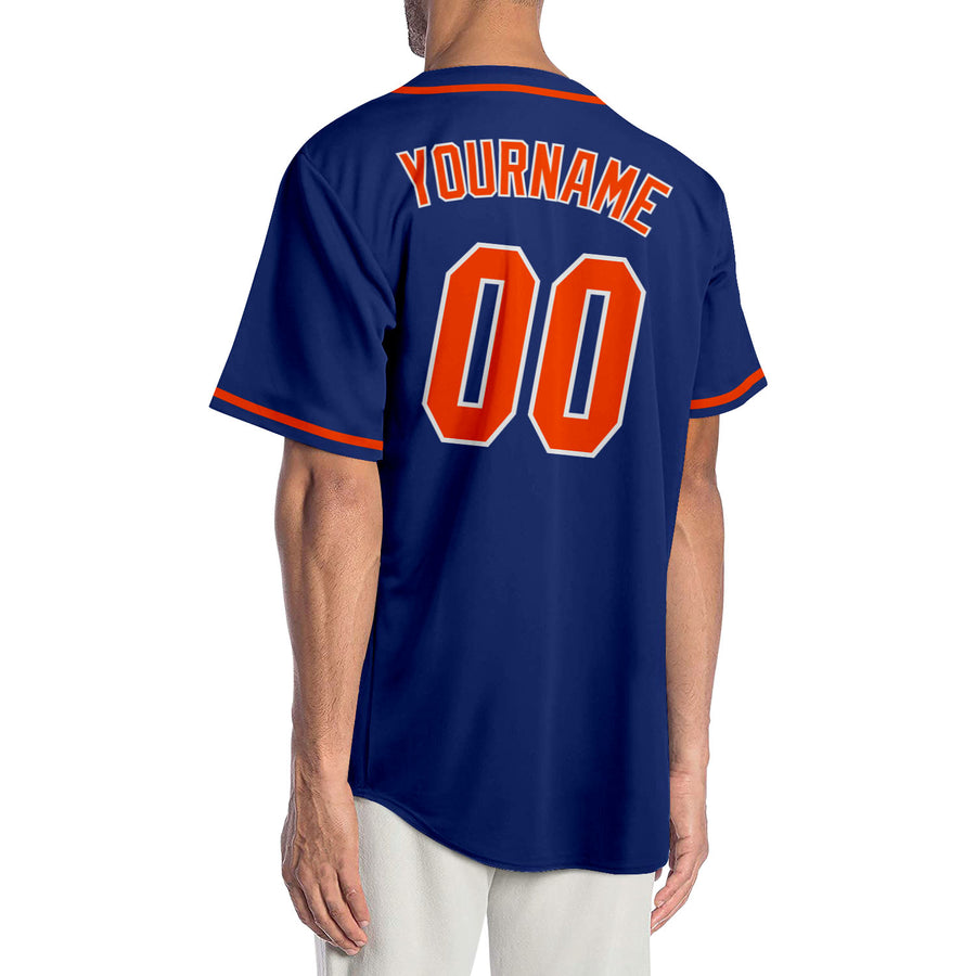 Custom Royal Orange-White Authentic Baseball Jersey