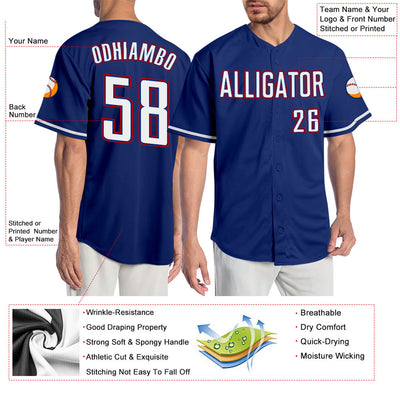 Custom Royal White-Red Authentic Baseball Jersey