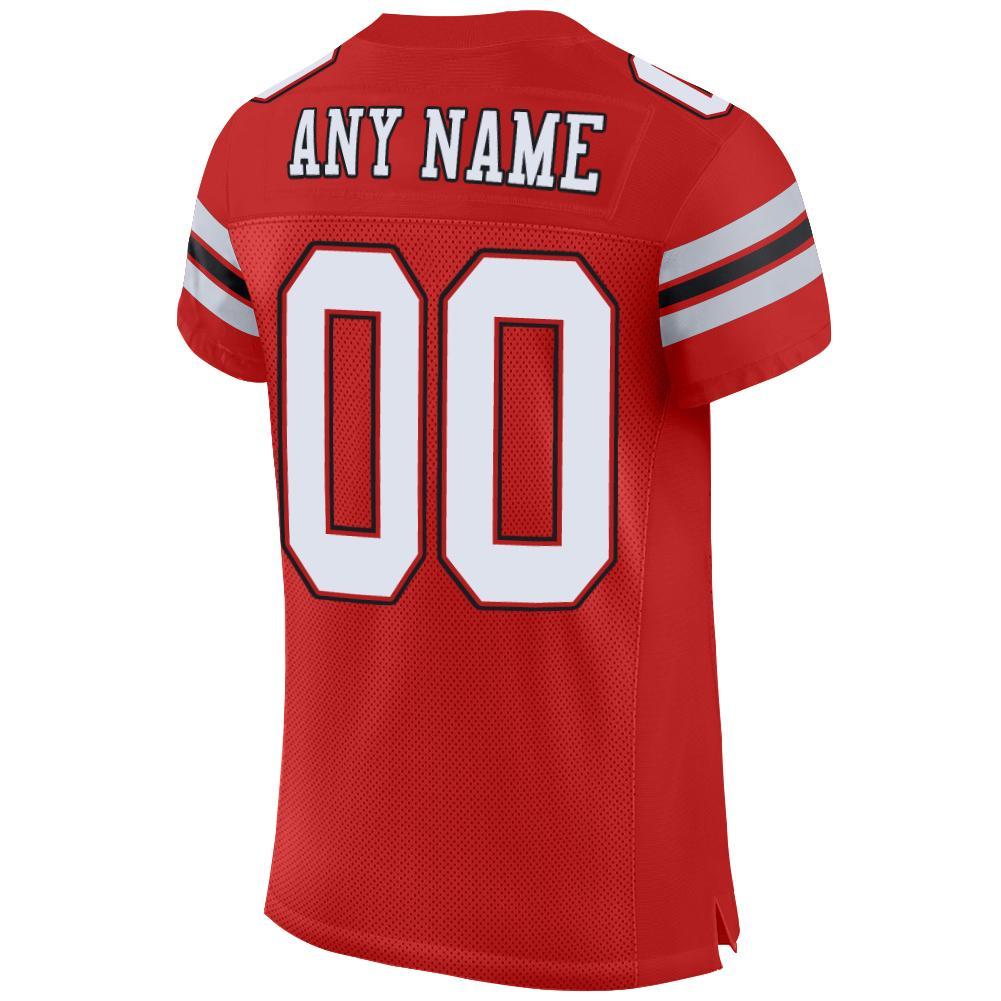 Custom Scarlet White-Black Mesh Authentic Football Jersey