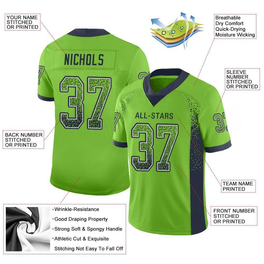 Custom Neon Green Pink-Navy Mesh Authentic Football Jersey Discount