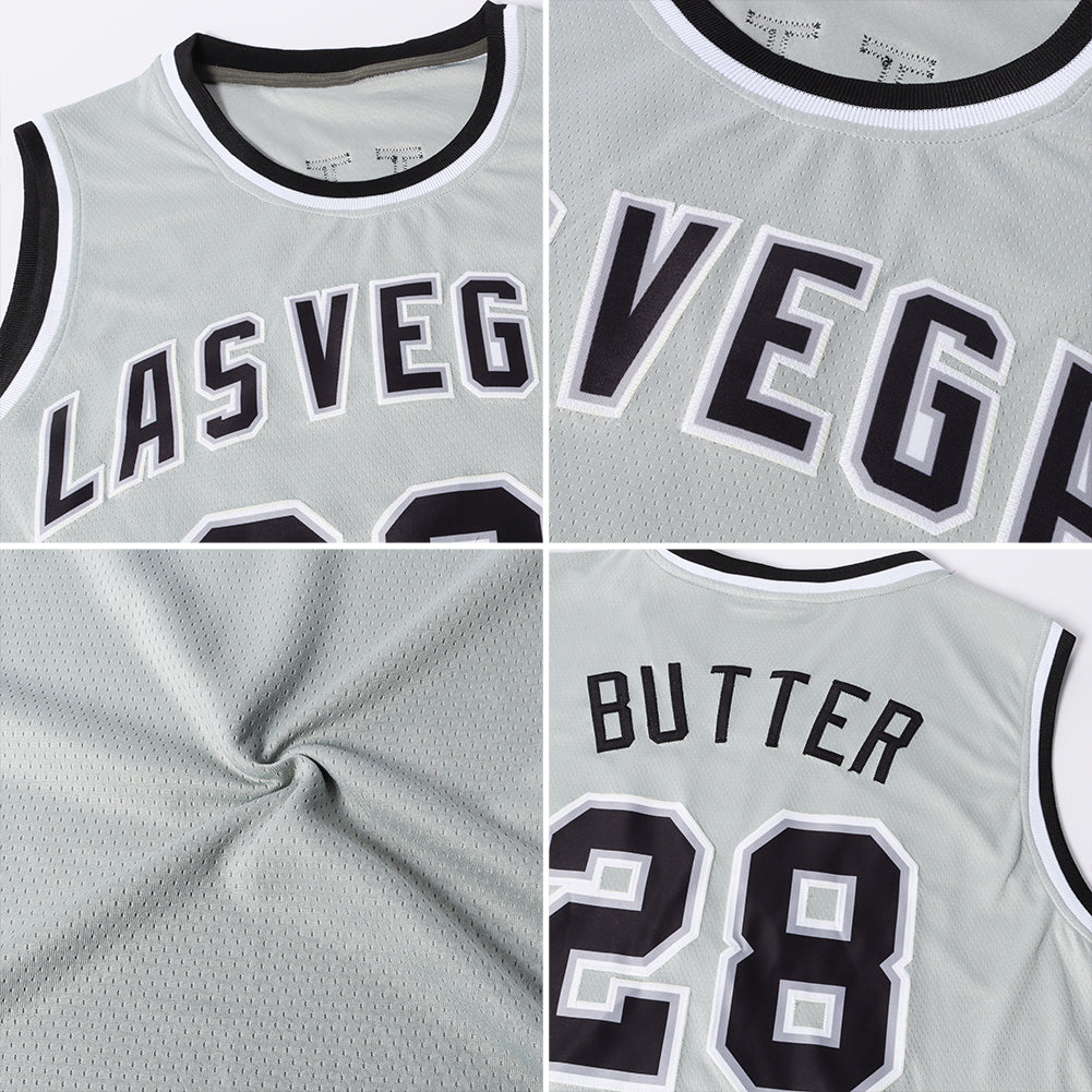 Custom Team Purple Basketball Gray Rib-Knit Jersey White