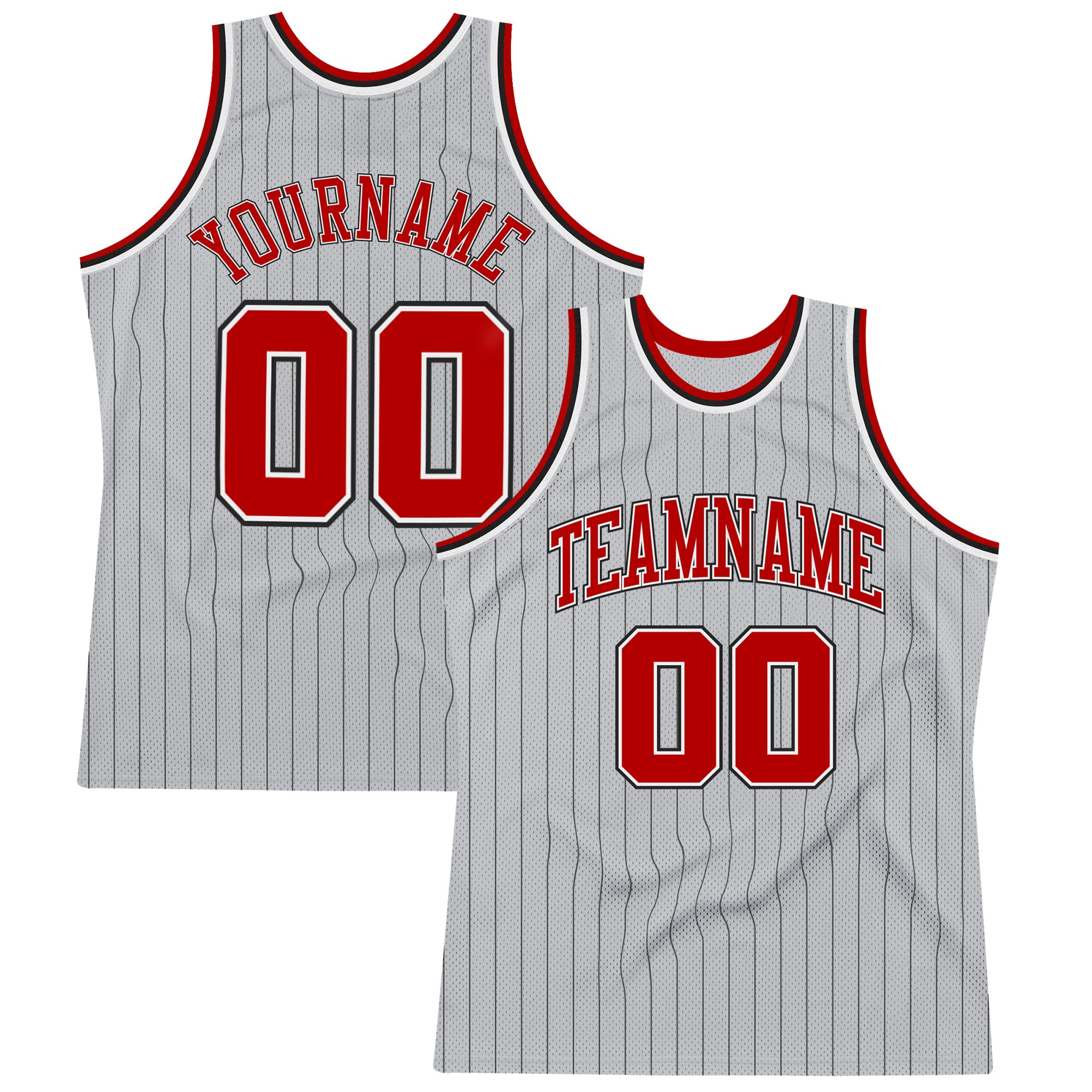 Custom White Red Pinstripe Red-Black Authentic Basketball Jersey S