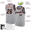 Custom Gray Black Pinstripe Black-Maroon Authentic Basketball Jersey