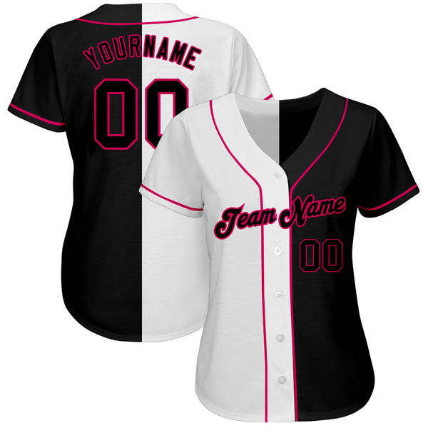 Custom Black Pink White Split Fashion Baseball Jerseys JN12541 in